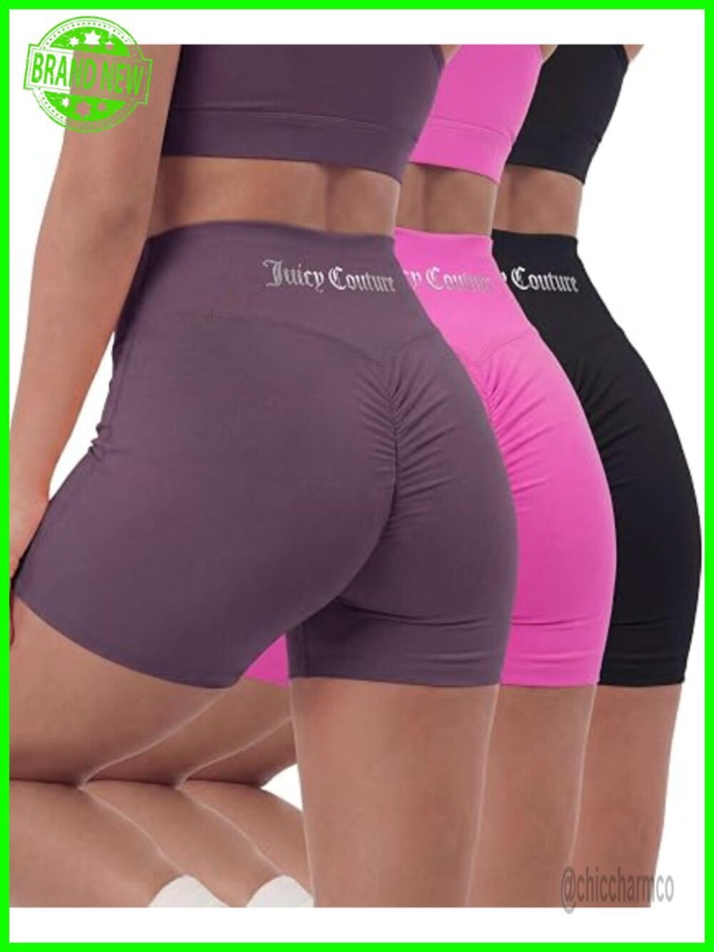 5 Inch High Waisted Rouched Back Bike Shorts Tummy Control Compression
